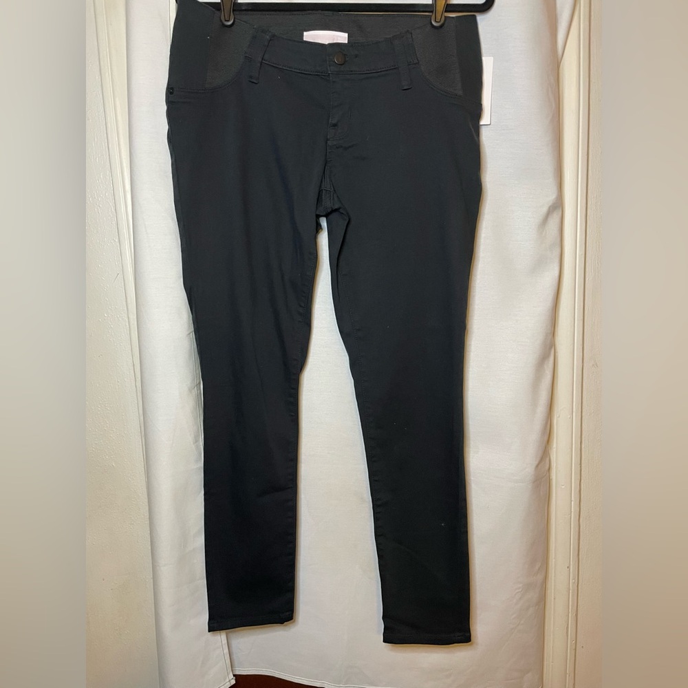 NWT Isabel Maternity Black Skinny Leg Pant w Stretch Panels at the Waist Size 8